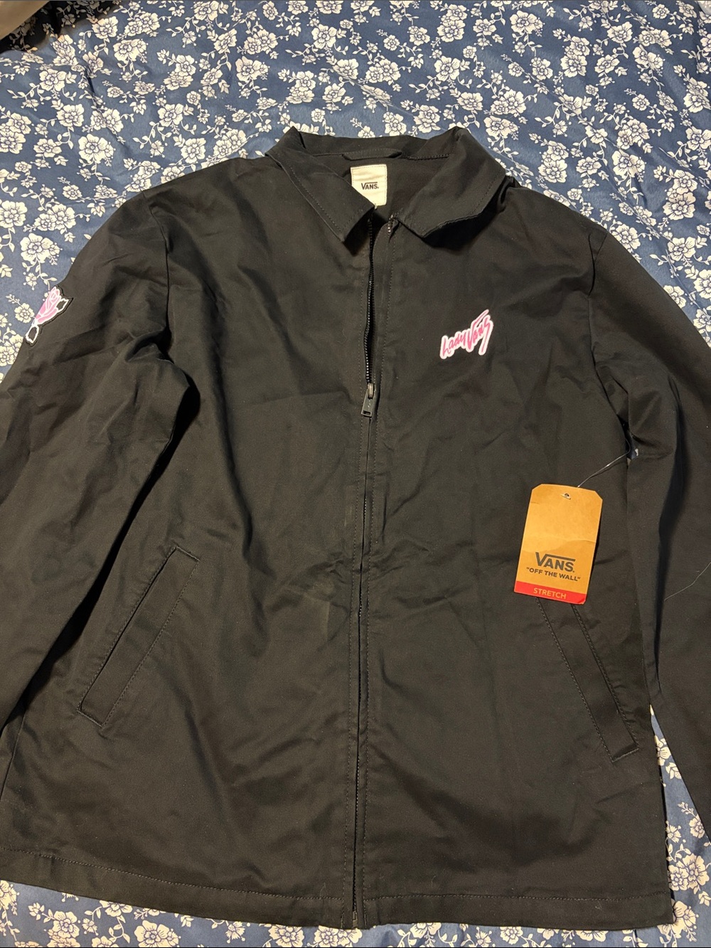 Vans Black Utility Jacket with Pink Script Logo - Picture 4 of 8